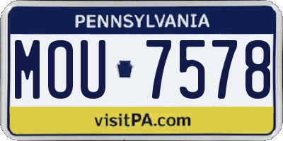 PA license plate MOU7578