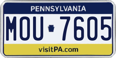 PA license plate MOU7605