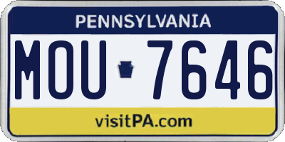 PA license plate MOU7646