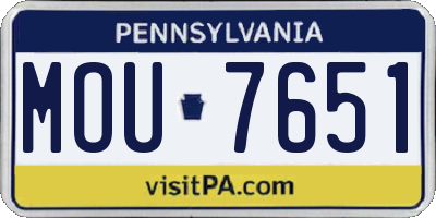 PA license plate MOU7651