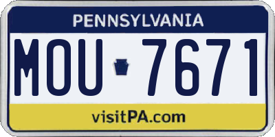 PA license plate MOU7671