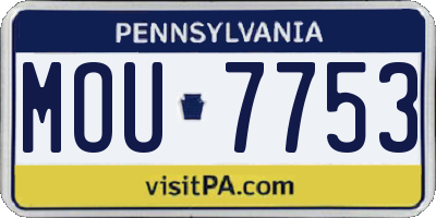 PA license plate MOU7753