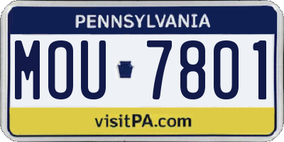 PA license plate MOU7801