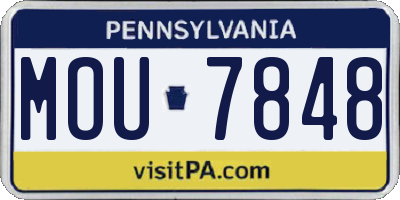 PA license plate MOU7848