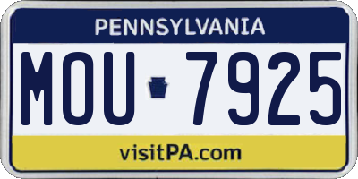 PA license plate MOU7925
