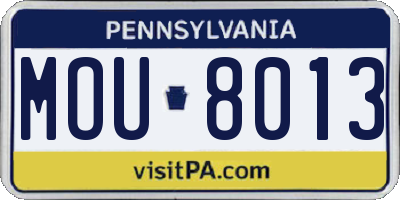 PA license plate MOU8013