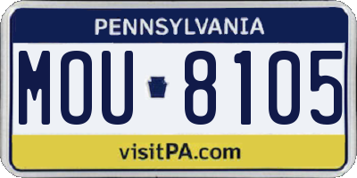 PA license plate MOU8105