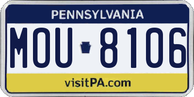 PA license plate MOU8106