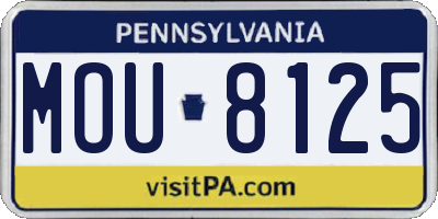 PA license plate MOU8125
