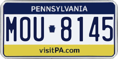 PA license plate MOU8145