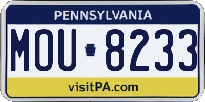 PA license plate MOU8233