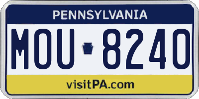 PA license plate MOU8240