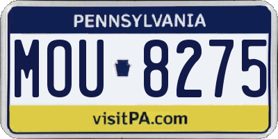 PA license plate MOU8275