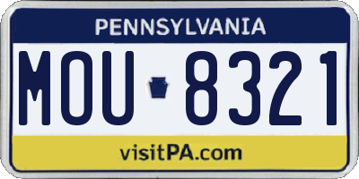 PA license plate MOU8321