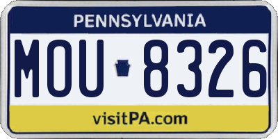 PA license plate MOU8326