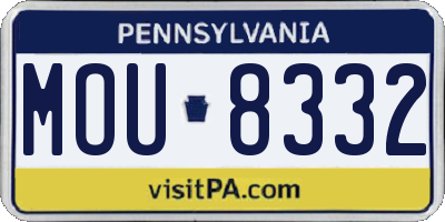 PA license plate MOU8332