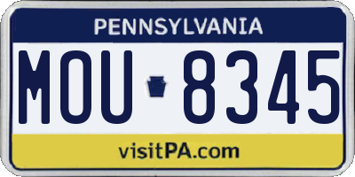 PA license plate MOU8345