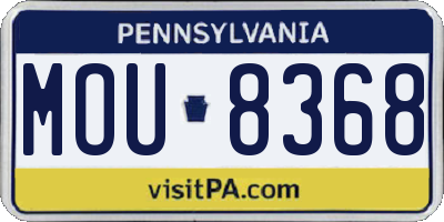 PA license plate MOU8368