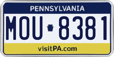 PA license plate MOU8381