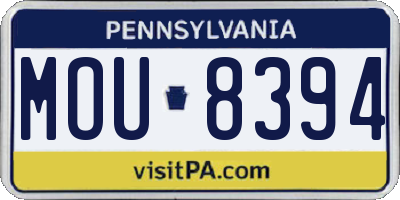 PA license plate MOU8394