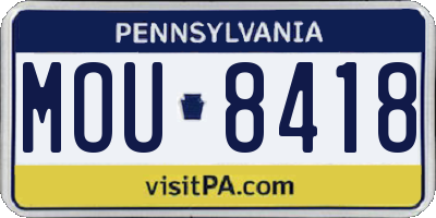 PA license plate MOU8418