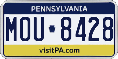 PA license plate MOU8428