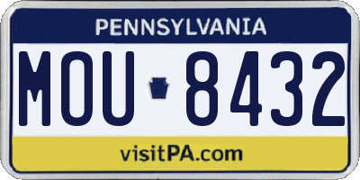 PA license plate MOU8432