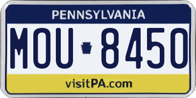 PA license plate MOU8450