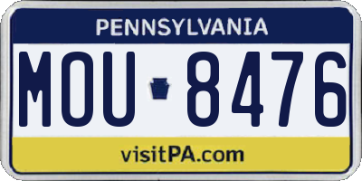 PA license plate MOU8476