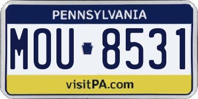 PA license plate MOU8531