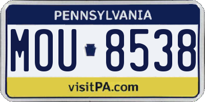 PA license plate MOU8538