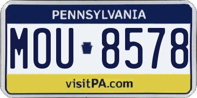 PA license plate MOU8578