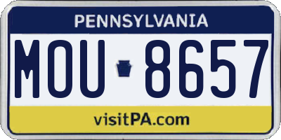 PA license plate MOU8657