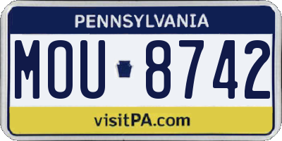 PA license plate MOU8742