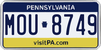 PA license plate MOU8749