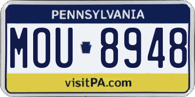 PA license plate MOU8948