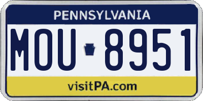 PA license plate MOU8951