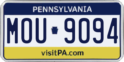 PA license plate MOU9094