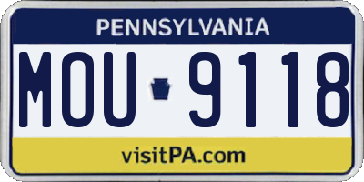 PA license plate MOU9118