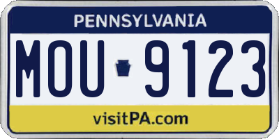 PA license plate MOU9123