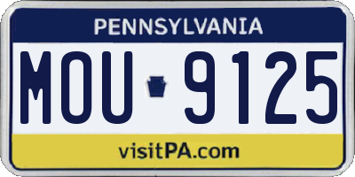 PA license plate MOU9125
