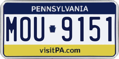 PA license plate MOU9151