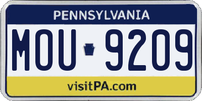 PA license plate MOU9209