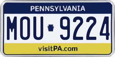 PA license plate MOU9224