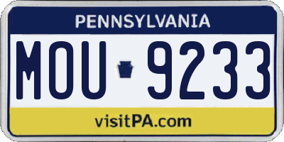 PA license plate MOU9233