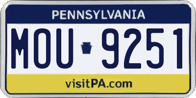 PA license plate MOU9251