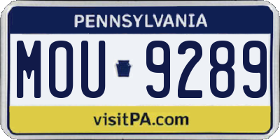 PA license plate MOU9289