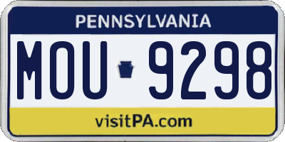 PA license plate MOU9298