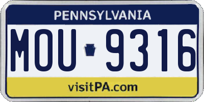 PA license plate MOU9316