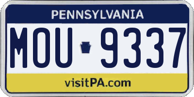 PA license plate MOU9337